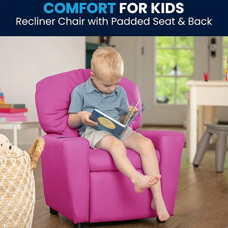 Chandler Plush Recliner with Cup Holder for Kids