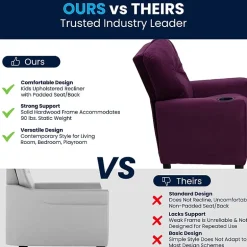 Chandler Plush Recliner with Cup Holder for Kids