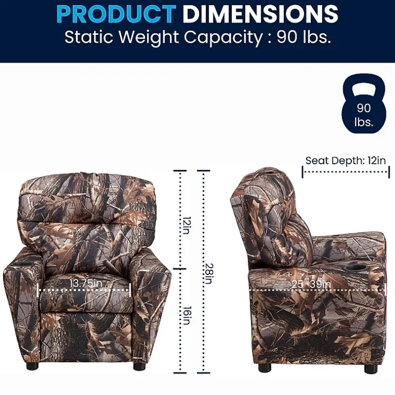 Chandler Plush Recliner with Cup Holder for Kids