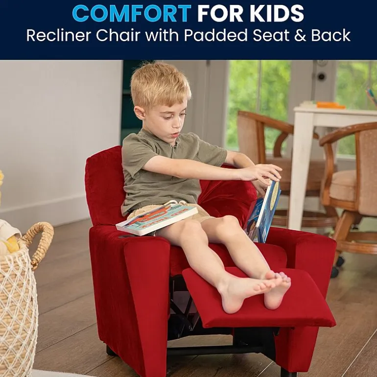 Chandler Plush Recliner with Cup Holder for Kids