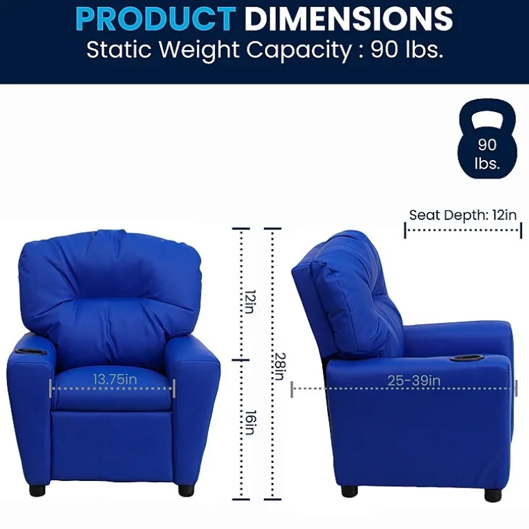 Chandler Plush Recliner with Cup Holder for Kids