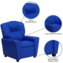 Chandler Plush Recliner with Cup Holder for Kids