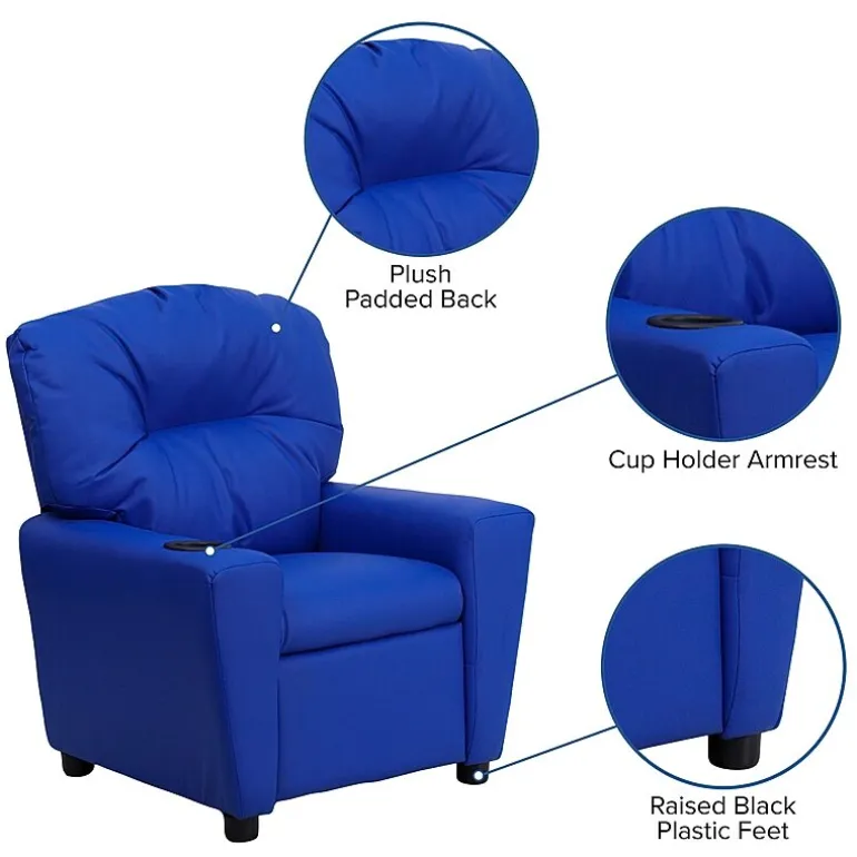 Chandler Plush Recliner with Cup Holder for Kids