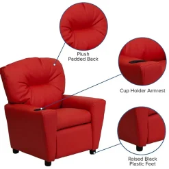 Chandler Plush Recliner with Cup Holder for Kids