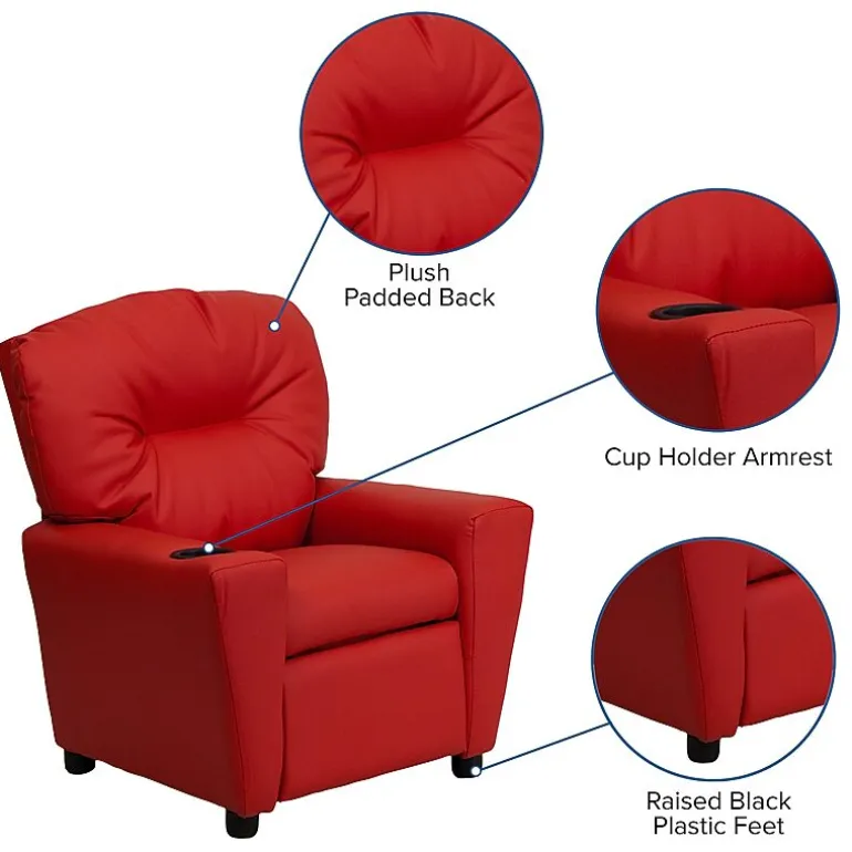 Chandler Plush Recliner with Cup Holder for Kids