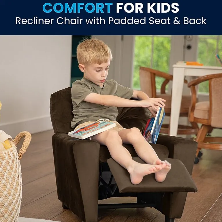 Chandler Plush Recliner with Cup Holder for Kids