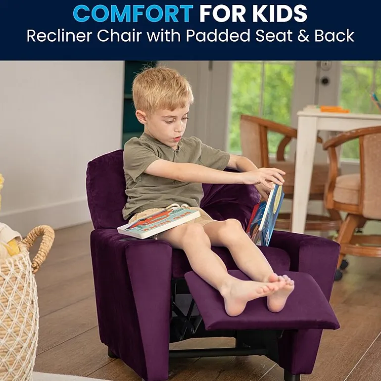Chandler Plush Recliner with Cup Holder for Kids