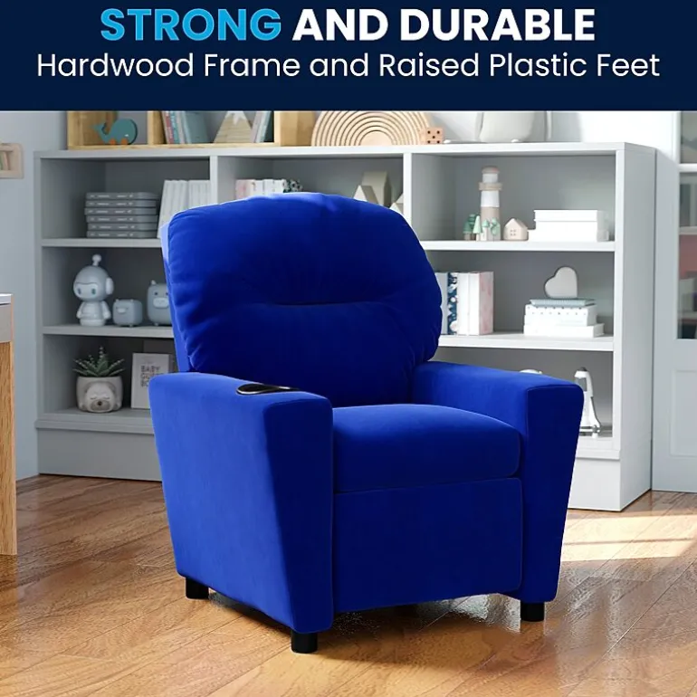 Chandler Plush Recliner with Cup Holder for Kids