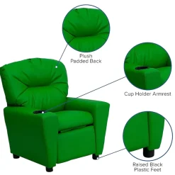 Chandler Plush Recliner with Cup Holder for Kids