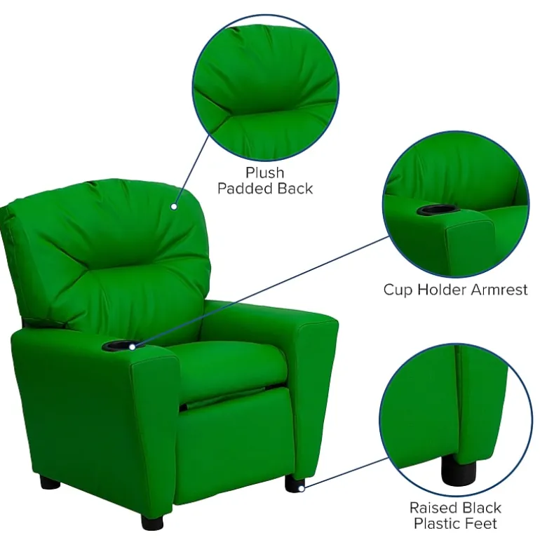 Chandler Plush Recliner with Cup Holder for Kids
