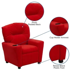 Chandler Plush Recliner with Cup Holder for Kids