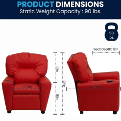 Chandler Plush Recliner with Cup Holder for Kids
