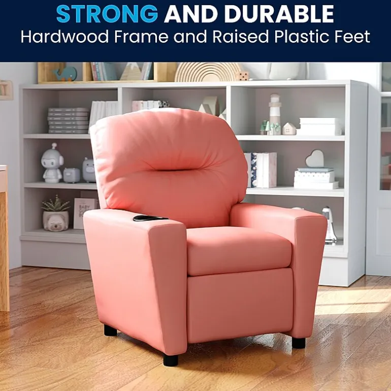 Chandler Plush Recliner with Cup Holder for Kids