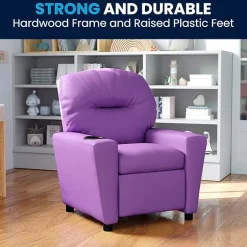 Chandler Plush Recliner with Cup Holder for Kids
