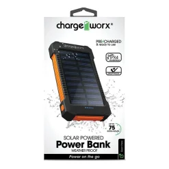 Chargeworx 10000Mah Premium Solar Power Bank with Dual USB Ports