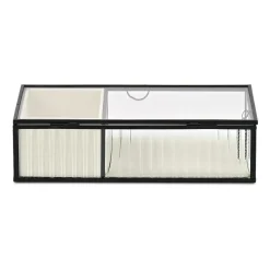 Cheungs Glass Box With Two Padded Compartments Jewelry Organizer