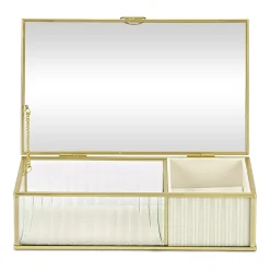 Cheungs Glass Box With Two Padded Compartments Jewelry Organizer