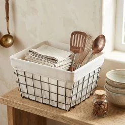Cheungs Lined Rectangular Metal Basket