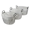 Cheungs Set Of 3 Lined Oval Wire Baskets