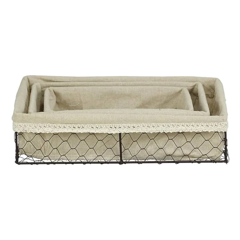 Cheungs Set Of 3 Lined Rectangular Wire Tray