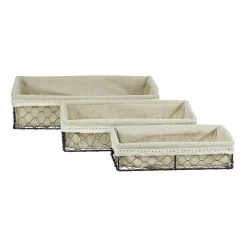Cheungs Set Of 3 Lined Rectangular Wire Tray