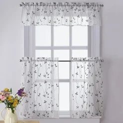CHF Botanical Embroidery Rod Pocket Tailored Valance