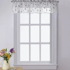 CHF Botanical Embroidery Rod Pocket Tailored Valance