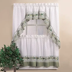 CHF Cottage 3-pc. Rod Pocket Kitchen Curtains & Drapes Window Set