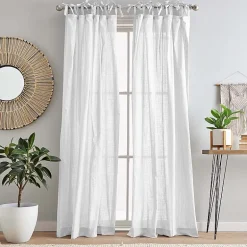 CHF 100% Cotton Tie Top Sheer Set of 2 Curtain Panel
