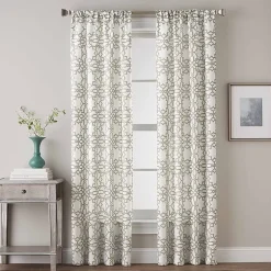 CHF Lotus Harmony Rod Pocket Light-Filtering Single Curtain Panel