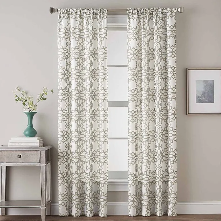 CHF Lotus Harmony Rod Pocket Light-Filtering Single Curtain Panel