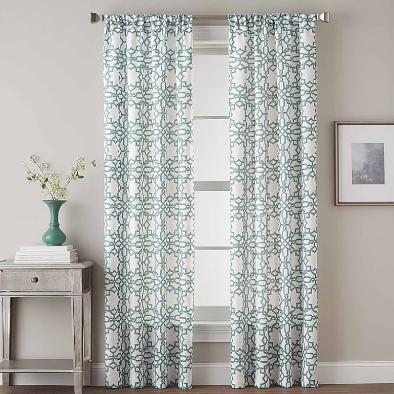 CHF Lotus Harmony Rod Pocket Light-Filtering Single Curtain Panel