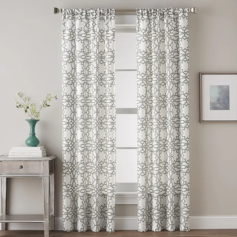 CHF Lotus Harmony Rod Pocket Light-Filtering Single Curtain Panel