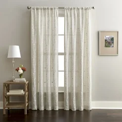 CHF Lynette Rod Pocket Embroidered Light-Filtering Single Curtain Panel