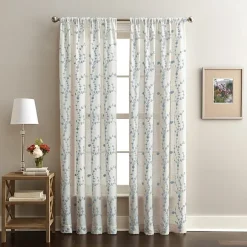 CHF Lynette Rod Pocket Embroidered Light-Filtering Single Curtain Panel