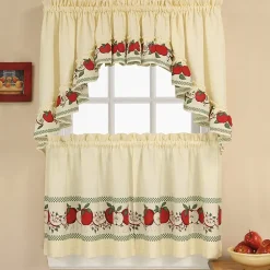 CHF Red Delicious 3-pc. Rod Pocket Kitchen Curtains & Drapes Window Set