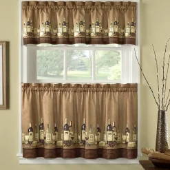 CHF Wines 3-pc. Rod Pocket Kitchen Curtains & Drapes Window Set