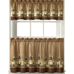 CHF Wines 3-pc. Rod Pocket Kitchen Curtains & Drapes Window Set
