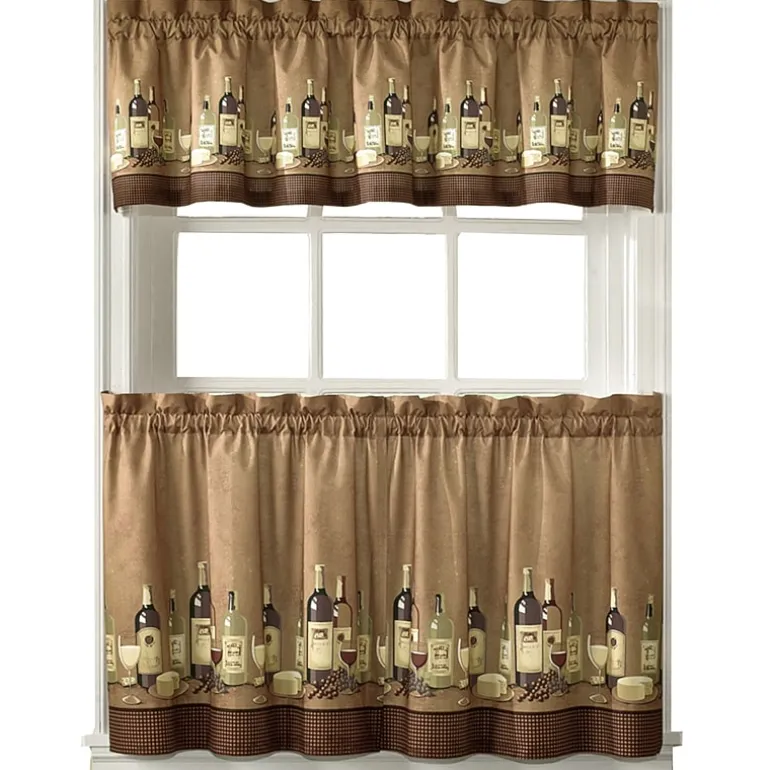CHF Wines 3-pc. Rod Pocket Kitchen Curtains & Drapes Window Set