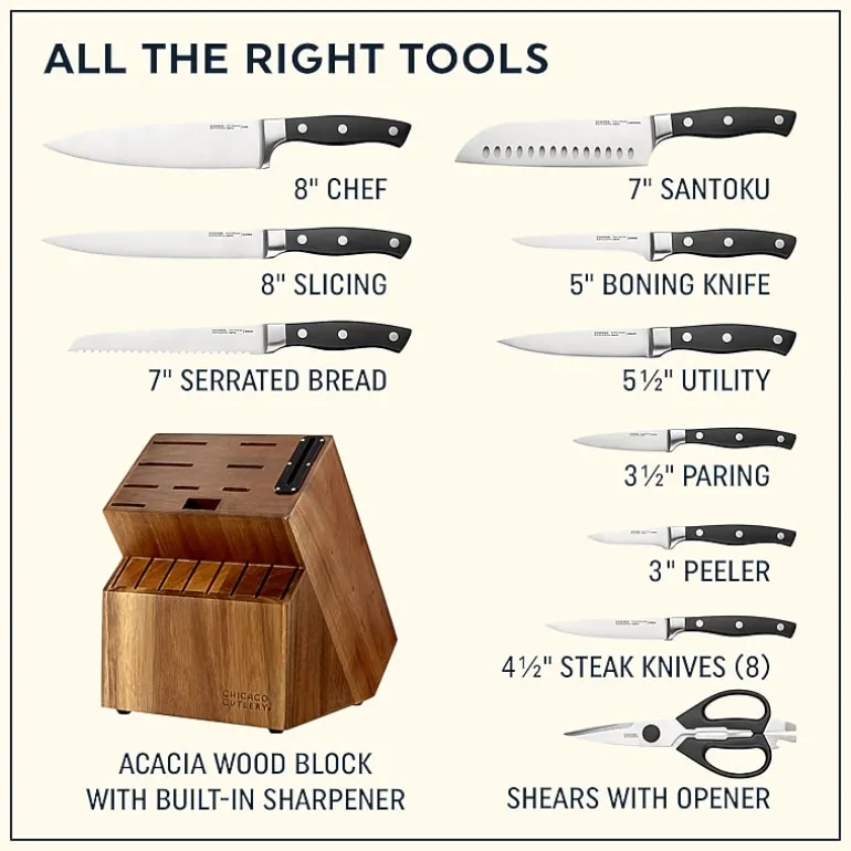 Chicago Cutlery Insignia Triple Rivet Poly 18-pc. Knife Block Set