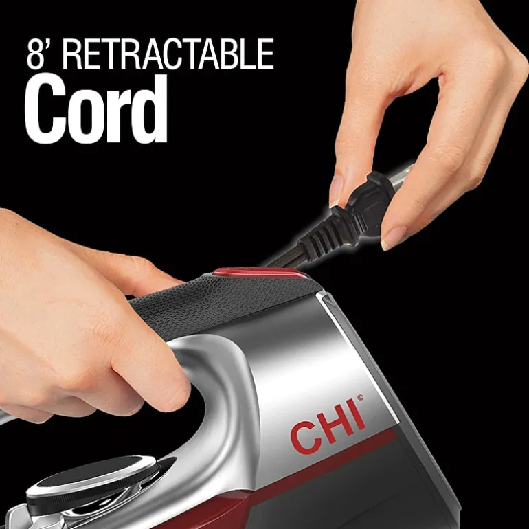 CHI Electronic Full Size Iron with Retractable Cord and Titanium Infused Ceramic Soleplate