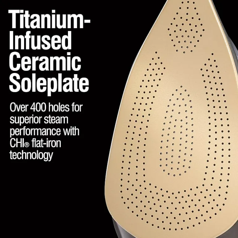 CHI Electronic Full Size Iron with Retractable Cord and Titanium Infused Ceramic Soleplate