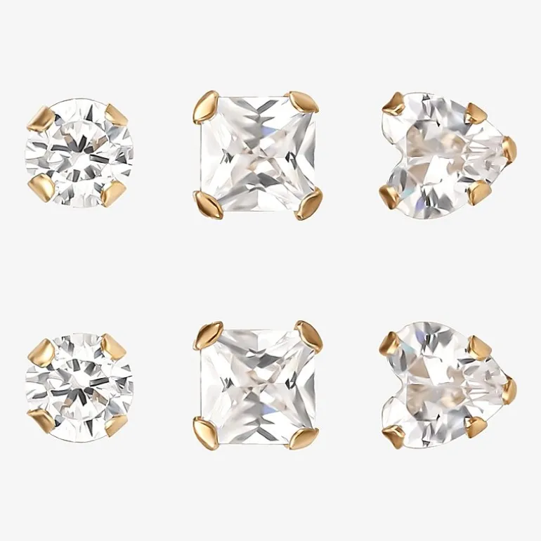 Childs 14K Gold Cubic Zirconia Stud Earring Set