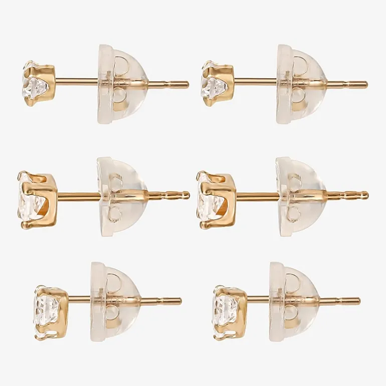 Childs 14K Gold Cubic Zirconia Stud Earring Set