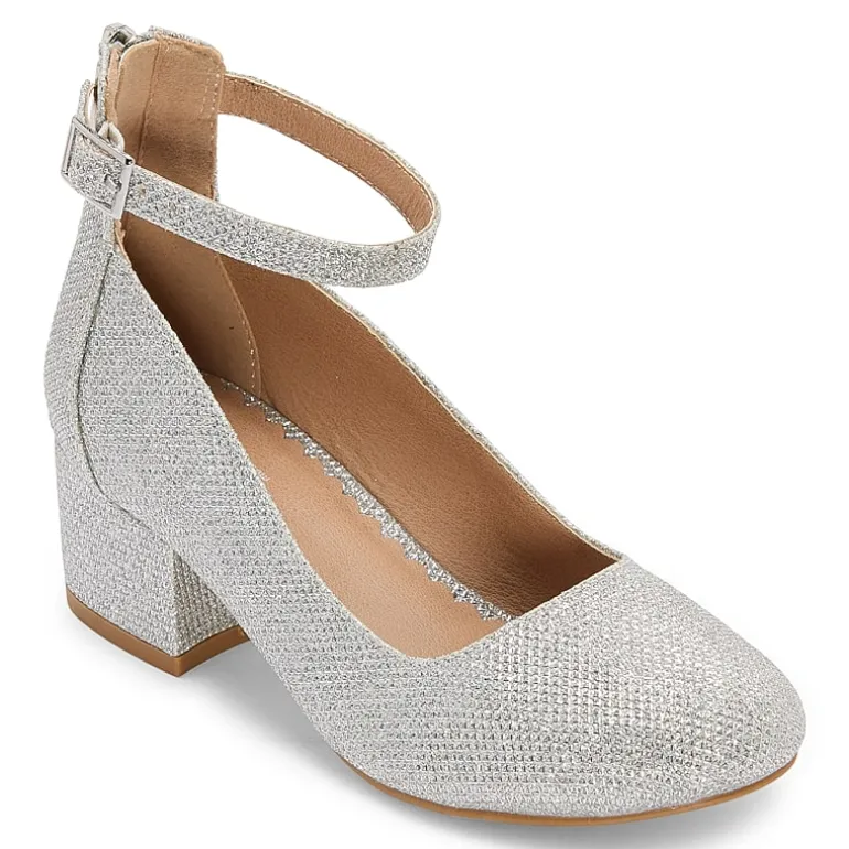 Christie & Jill Layla Girls Round Closed Toe Block Heel Pumps