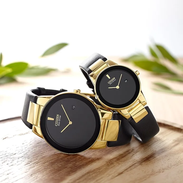 Citizen Axiom Womens Black Leather Strap Watch Ga1052-04e