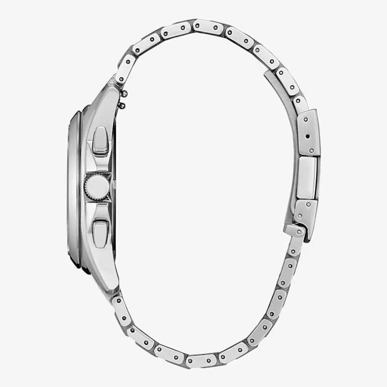 Citizen Mens Chronograph Silver Tone Stainless Steel Bracelet Watch Ca4680-55l