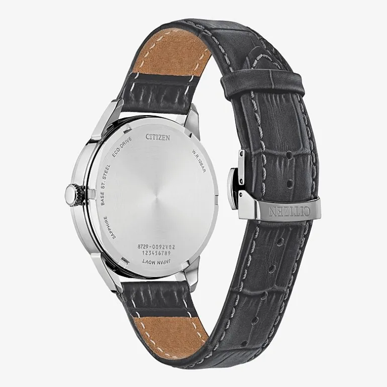 Citizen Mens Gray Leather Strap Watch Bu2110-01a