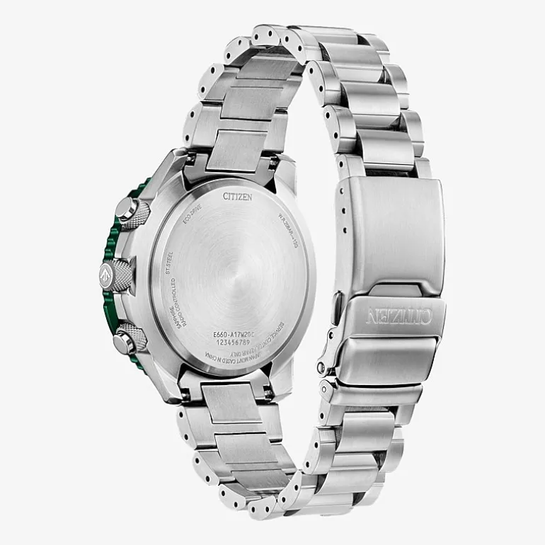 Citizen Promaster Air Mens Atomic Time Silver Tone Stainless Steel Bracelet Watch Cb5004-59w