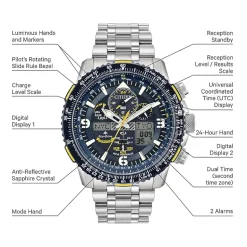 Citizen Promaster Skyhawk A-T Mens Silver Tone Stainless Steel Bracelet Watch Jy8078-52l